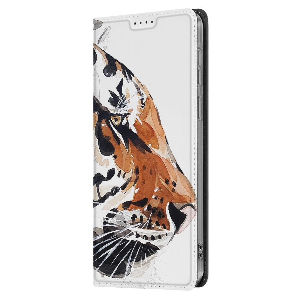 Samsung Galaxy S25FE Smart Cover Hoesje Tiger kleurige print aanzicht