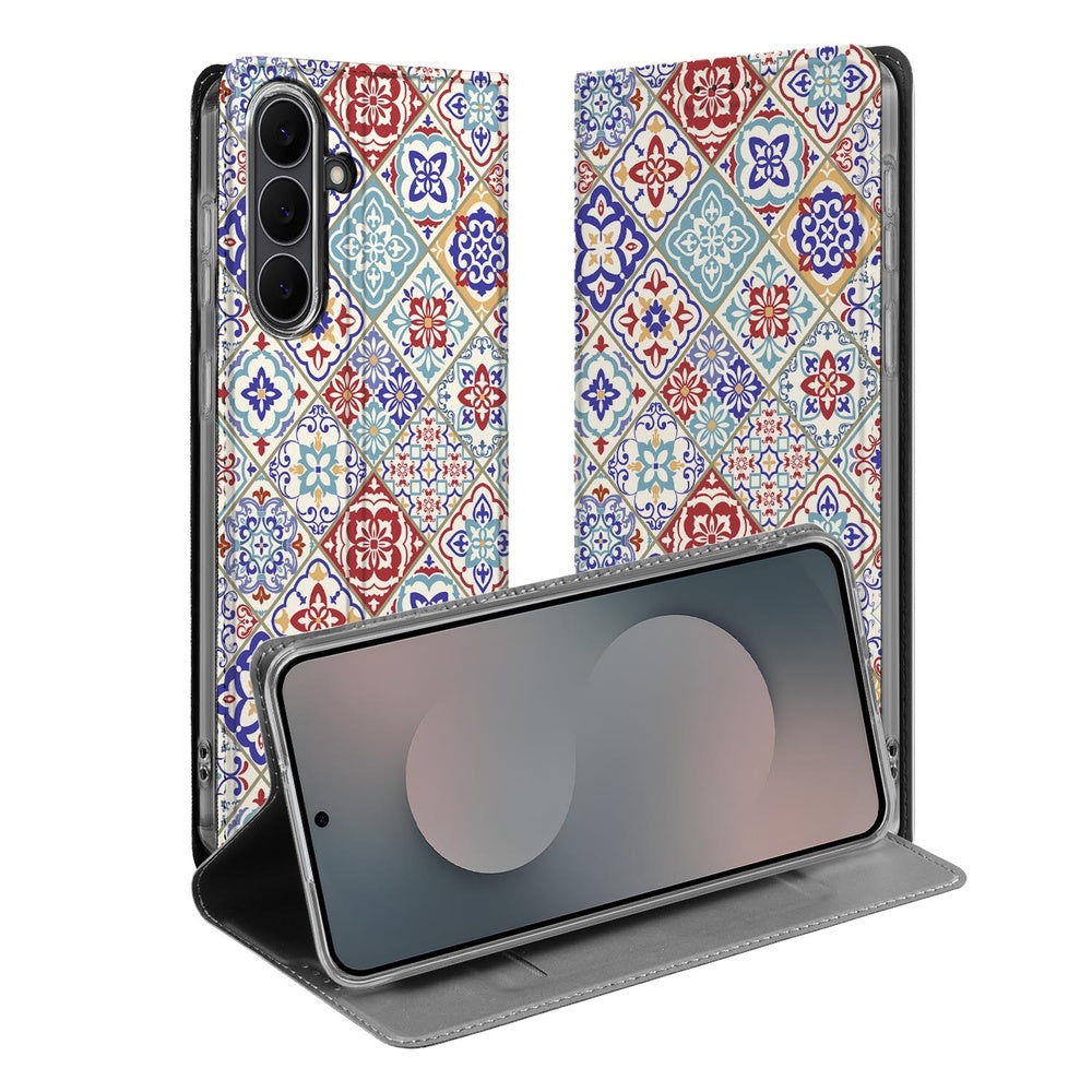 Samsung Galaxy S25 FE Wallet Case Tiles Color vooraanzicht