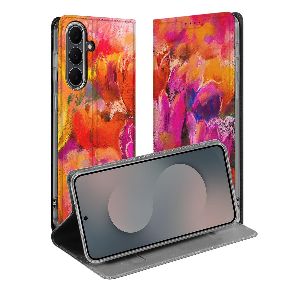 Book Case Samsung Galaxy S25 FE Tulips boekhoes tulpen design vooraan