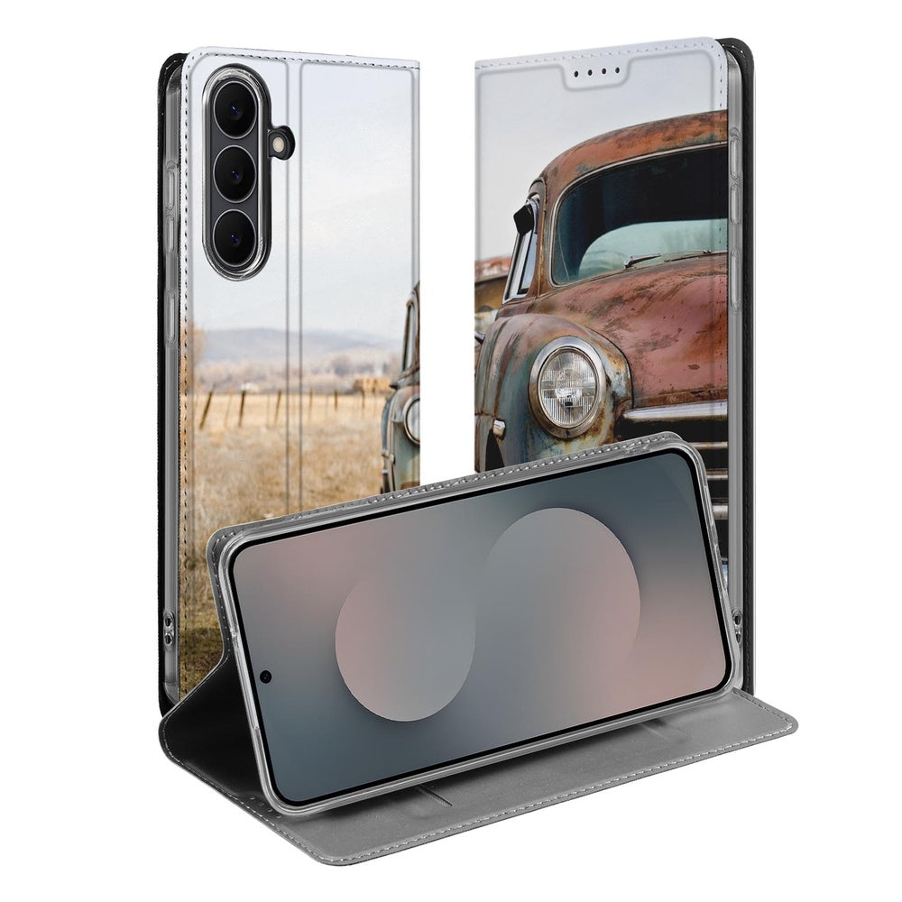 Bookcase Samsung Galaxy S25 FE Vintage Auto design vintage auto aanzicht
