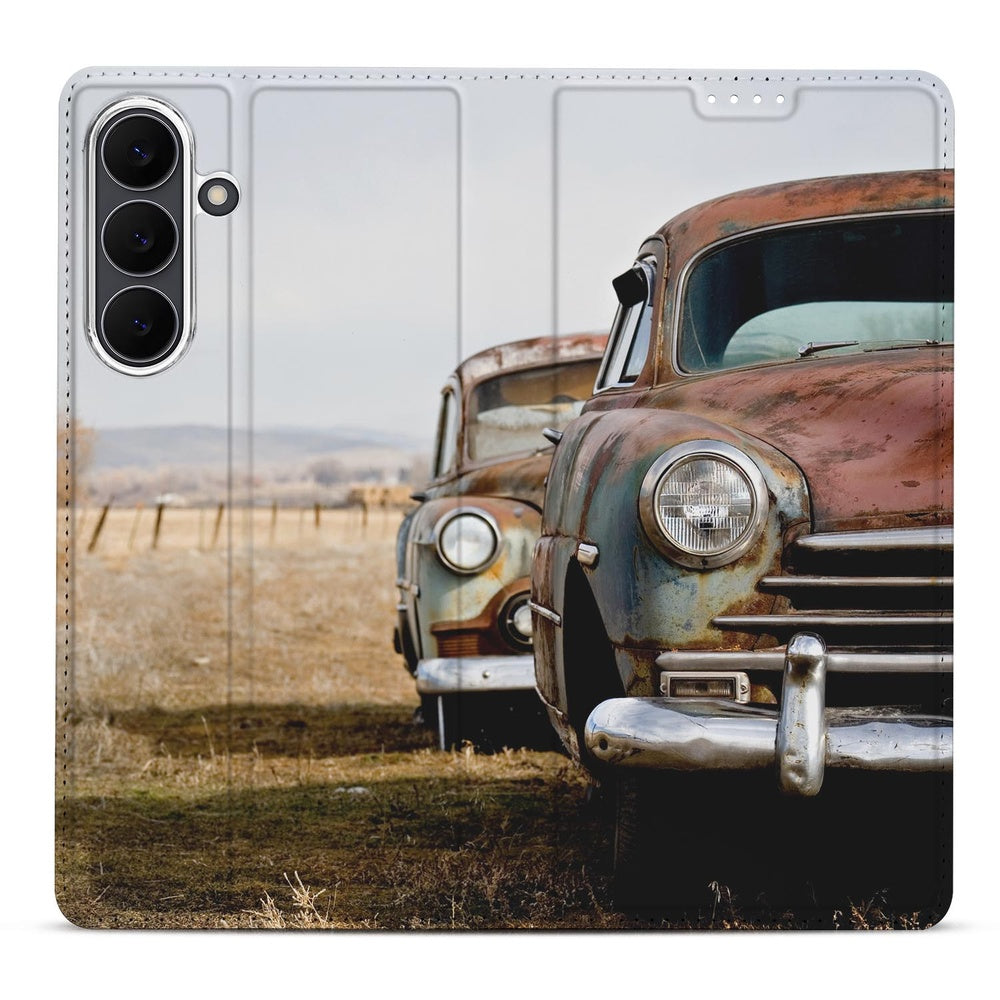 Bookcase Samsung Galaxy S25 FE Vintage Auto vintage auto design voorkant