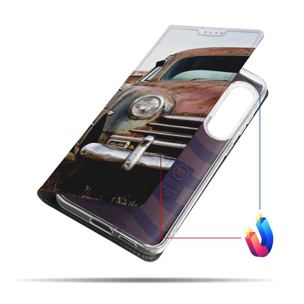 Samsung Galaxy S25 FE Bookcase Vintage Auto zijaanzicht