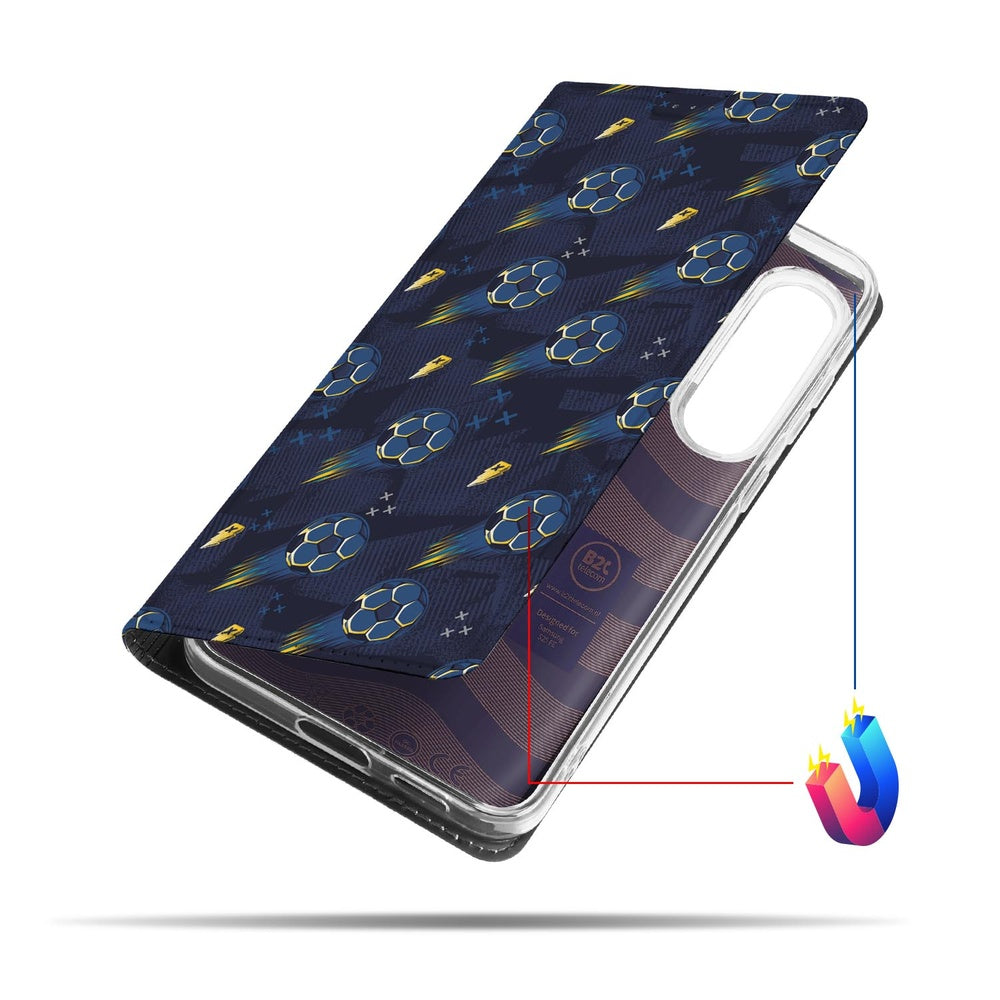 Samsung Galaxy S25 FE Standcase Hoesje Voetbal design voetbaliconen aanzicht