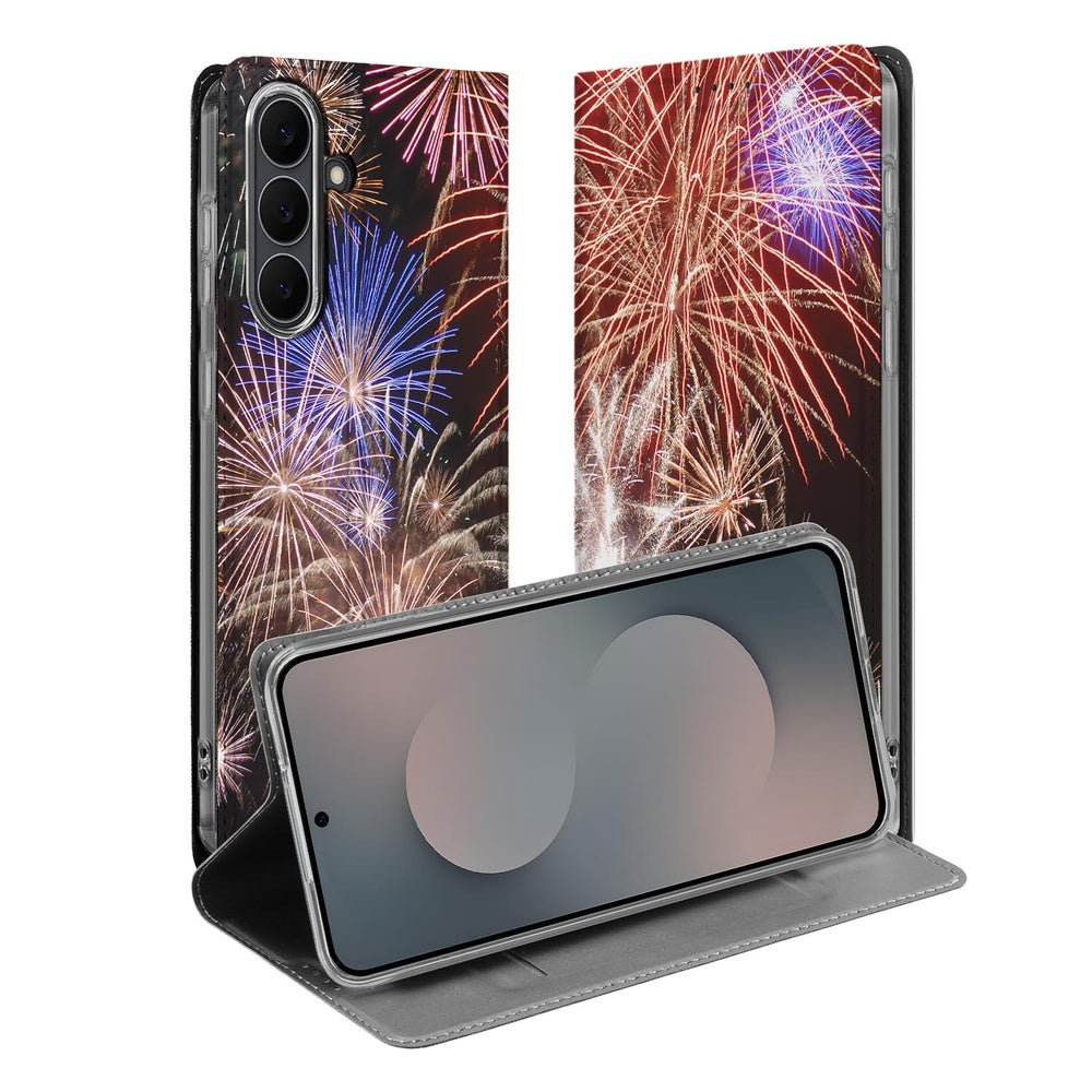 Samsung Galaxy S25 FE Stand Case Hoesje Vuurwerk design vuurwerk aanzicht voorzijde