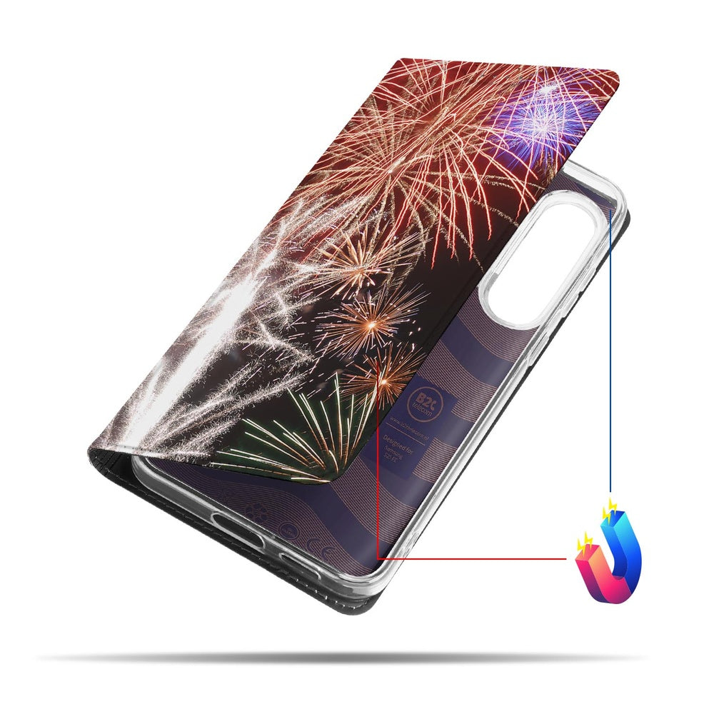 Samsung Galaxy S25 FE Stand Case Hoesje Vuurwerk vuurwerkprint zijkant