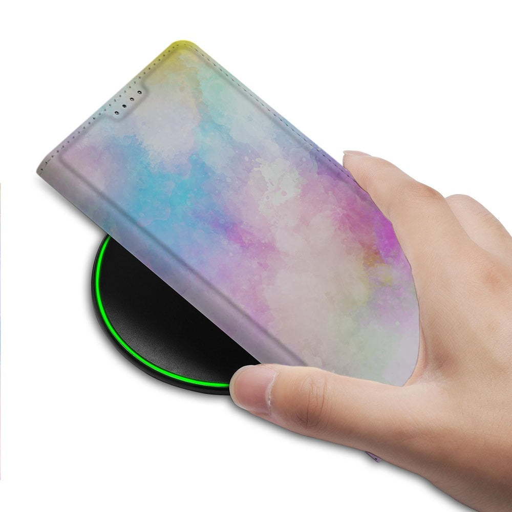 Samsung Galaxy S25 FE Wallet Case Watercolor Light hand wireless oplader
