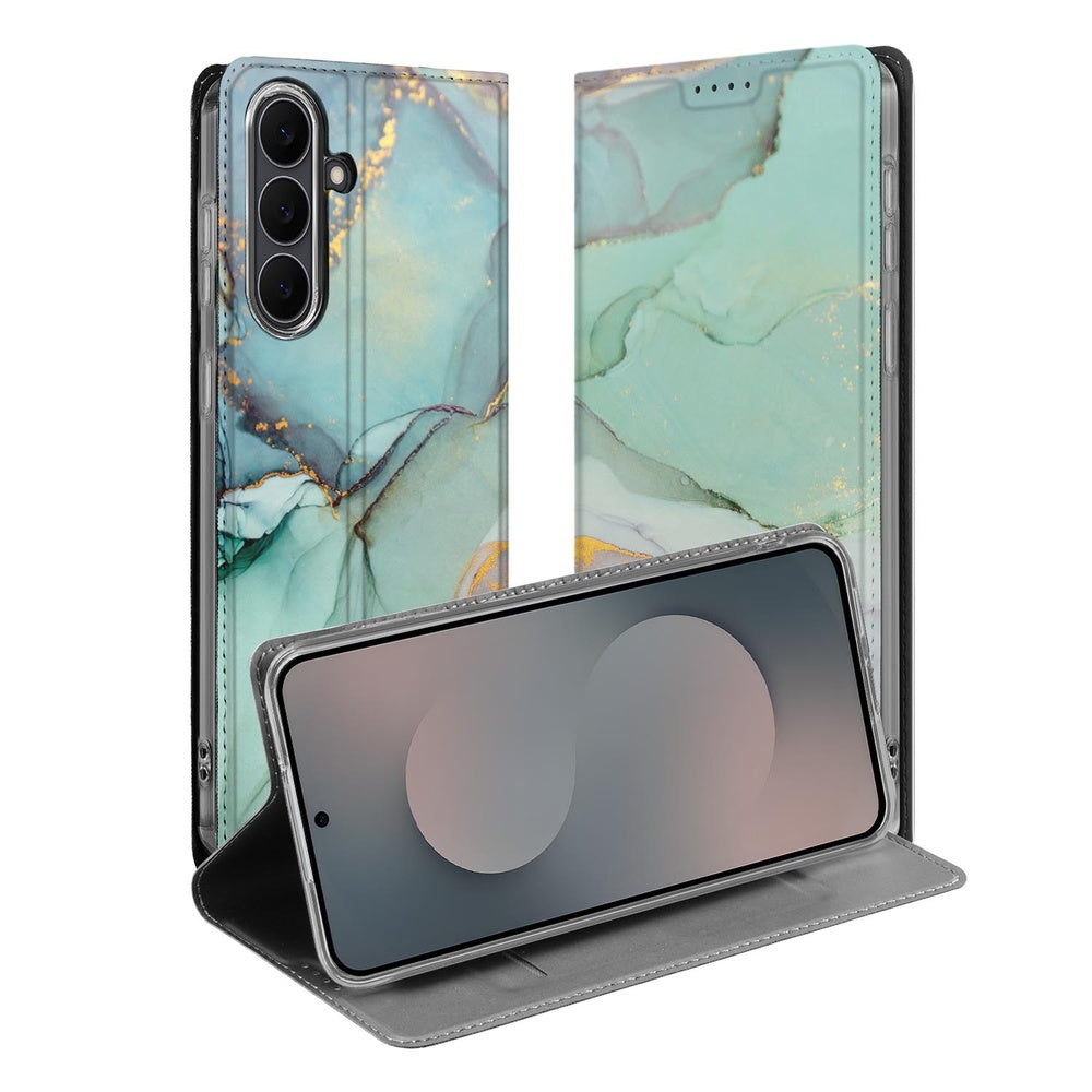 Samsung Galaxy S25 FE Book Case Watercolor Mix boekcase kleurrijk ontwerp voorkant achterkant