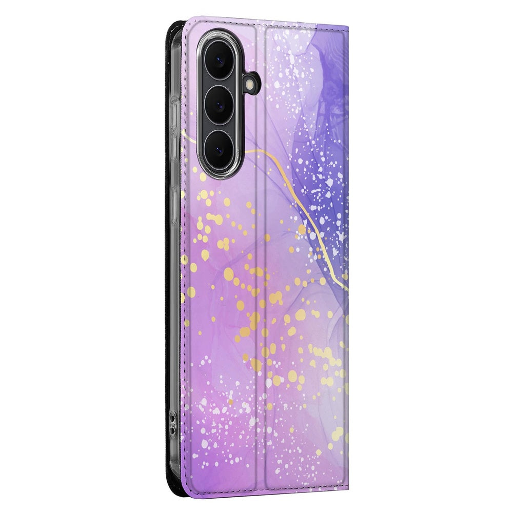 Samsung Galaxy S25 FE Telefoonhoesje met pashouder Watercolor Paars design Watercolor Paars aanzicht