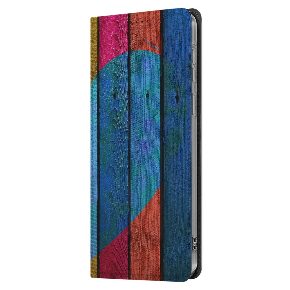 Samsung Galaxy S25 FE Book Cover Wood Heart book cover hout hart aanzicht