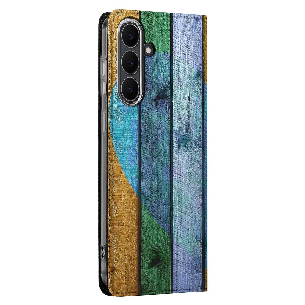Samsung Galaxy S25 FE Book Cover Wood Heart book cover hout hart aanzicht