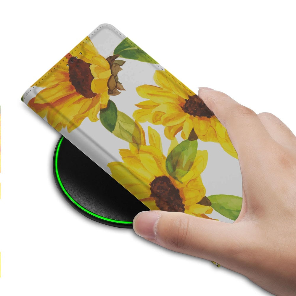 Samsung Galaxy S25 FE Telefoonhoesje Zonnebloemen design voorkant hand zonnebloemen