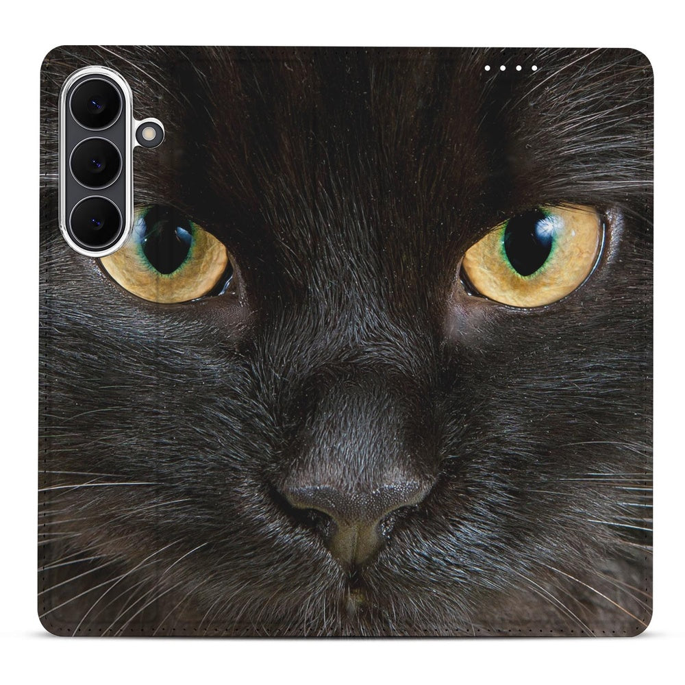 Samsung Galaxy S25 FE Book Wallet Case Zwarte Kat zwarte kat design voorkant