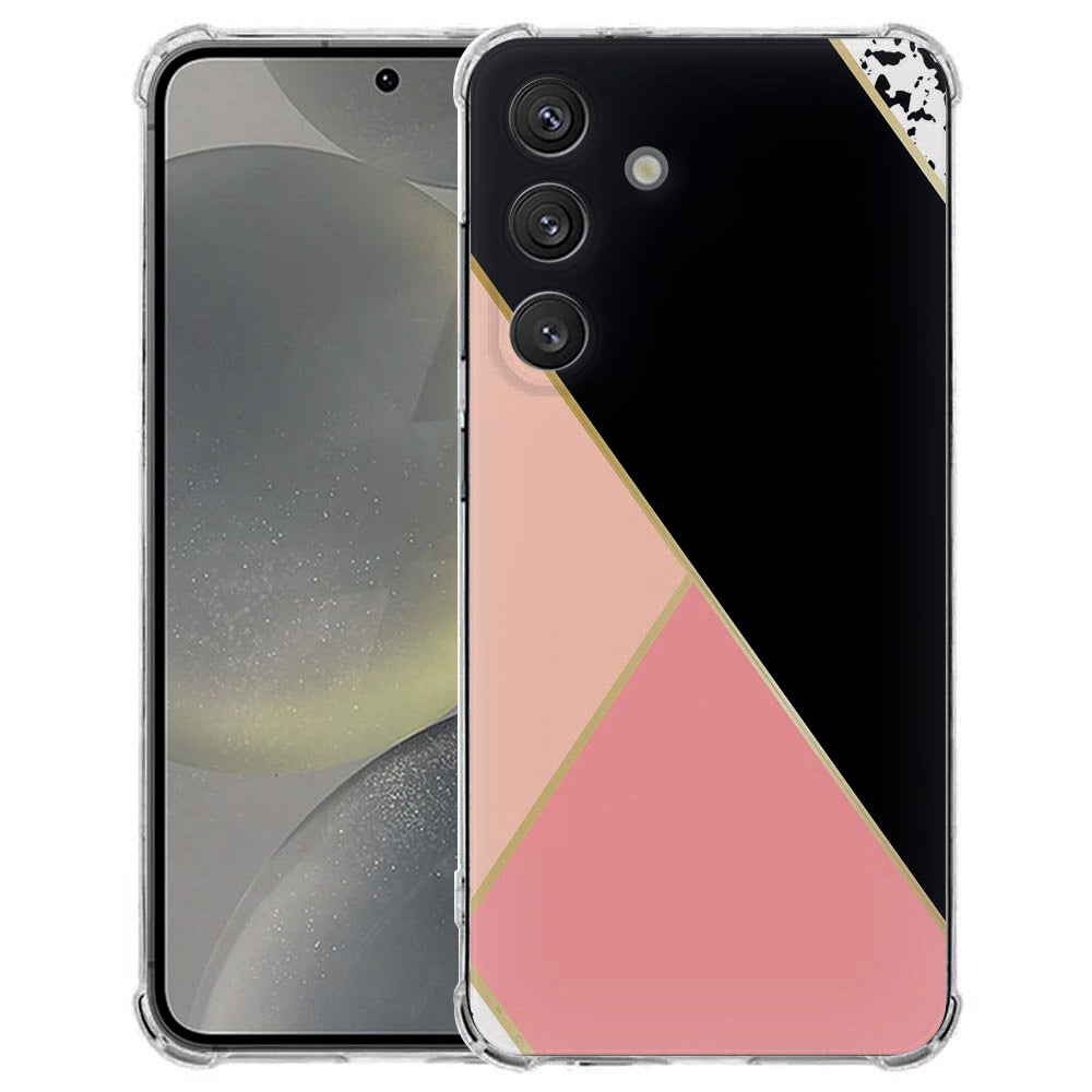 Samsung Galaxy S25 FE Hoesje - Zwart Roze Vormen TPU Antishock