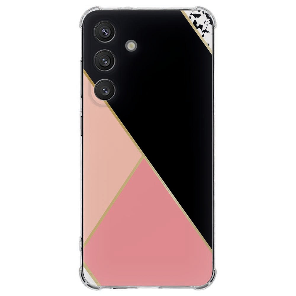 Samsung Galaxy S25 FE Hoesje - Zwart Roze Vormen TPU Antishock
