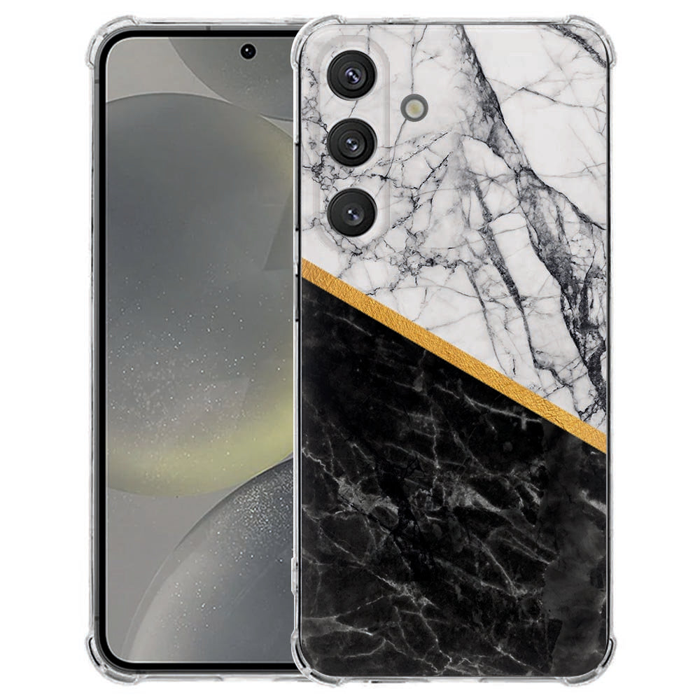 Samsung Galaxy S25 FE Hoesje - Marble White Black TPU Antishock