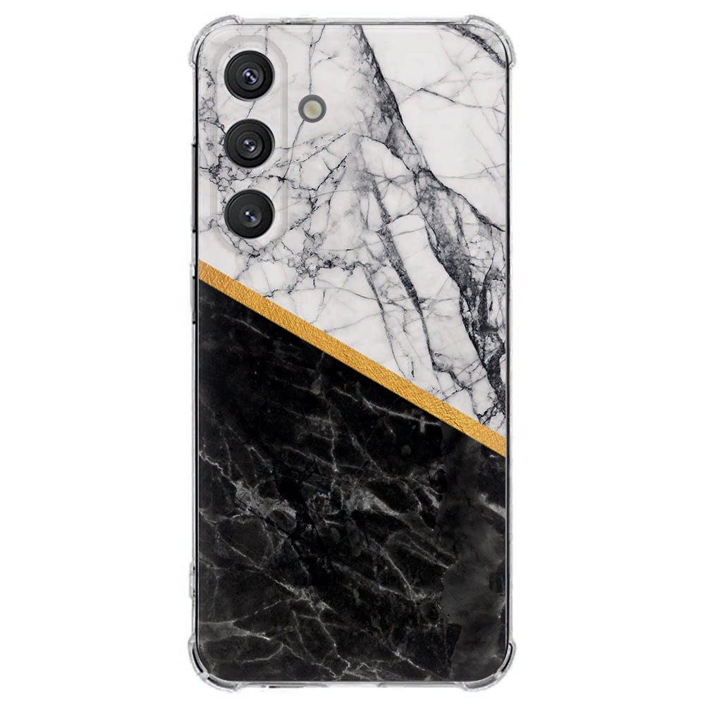 Samsung Galaxy S25 FE Hoesje - Marble White Black TPU Antishock