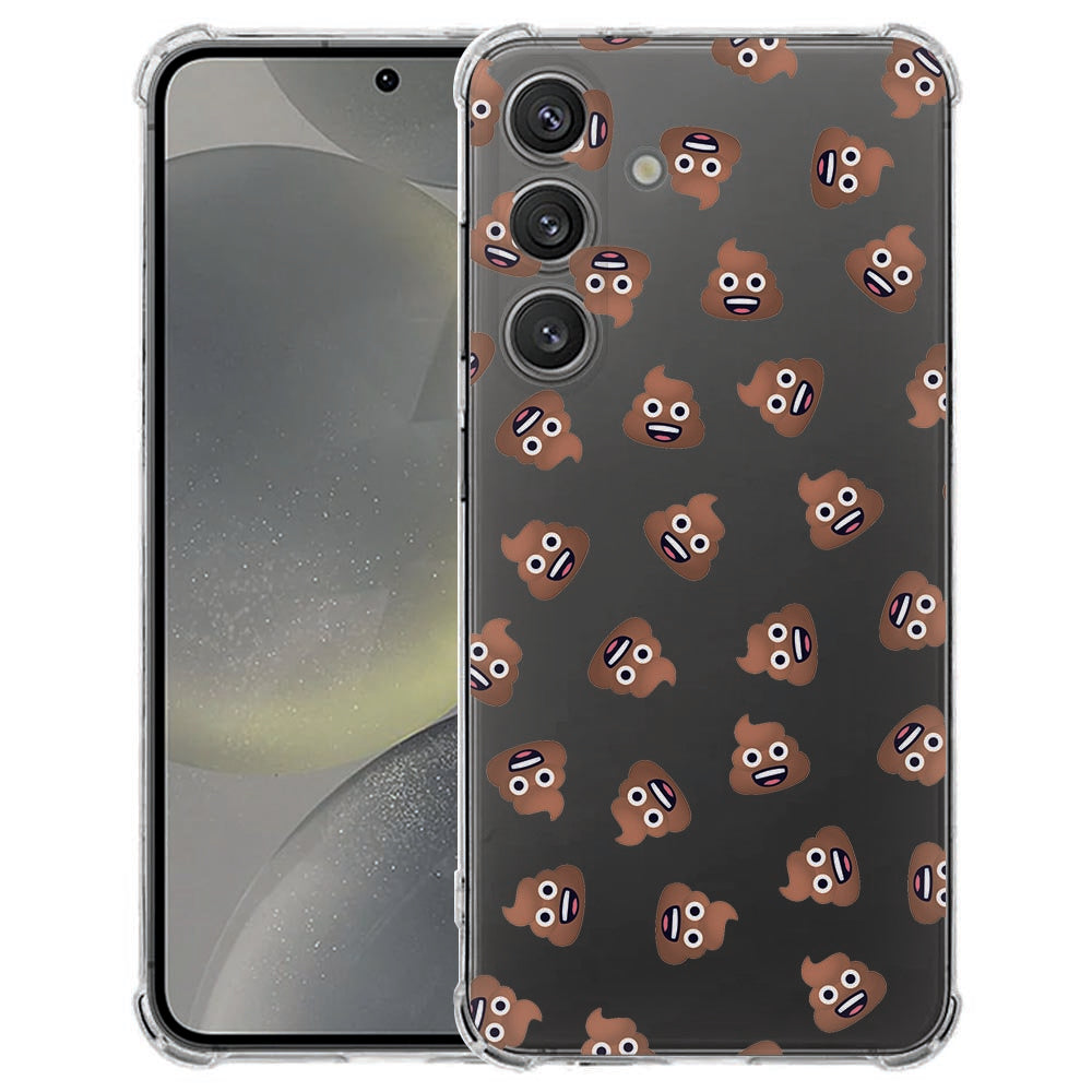 Samsung Galaxy S25 FE Hoesje Poep Emojis TPU Antishock achterkant met Poep emoji patroon.