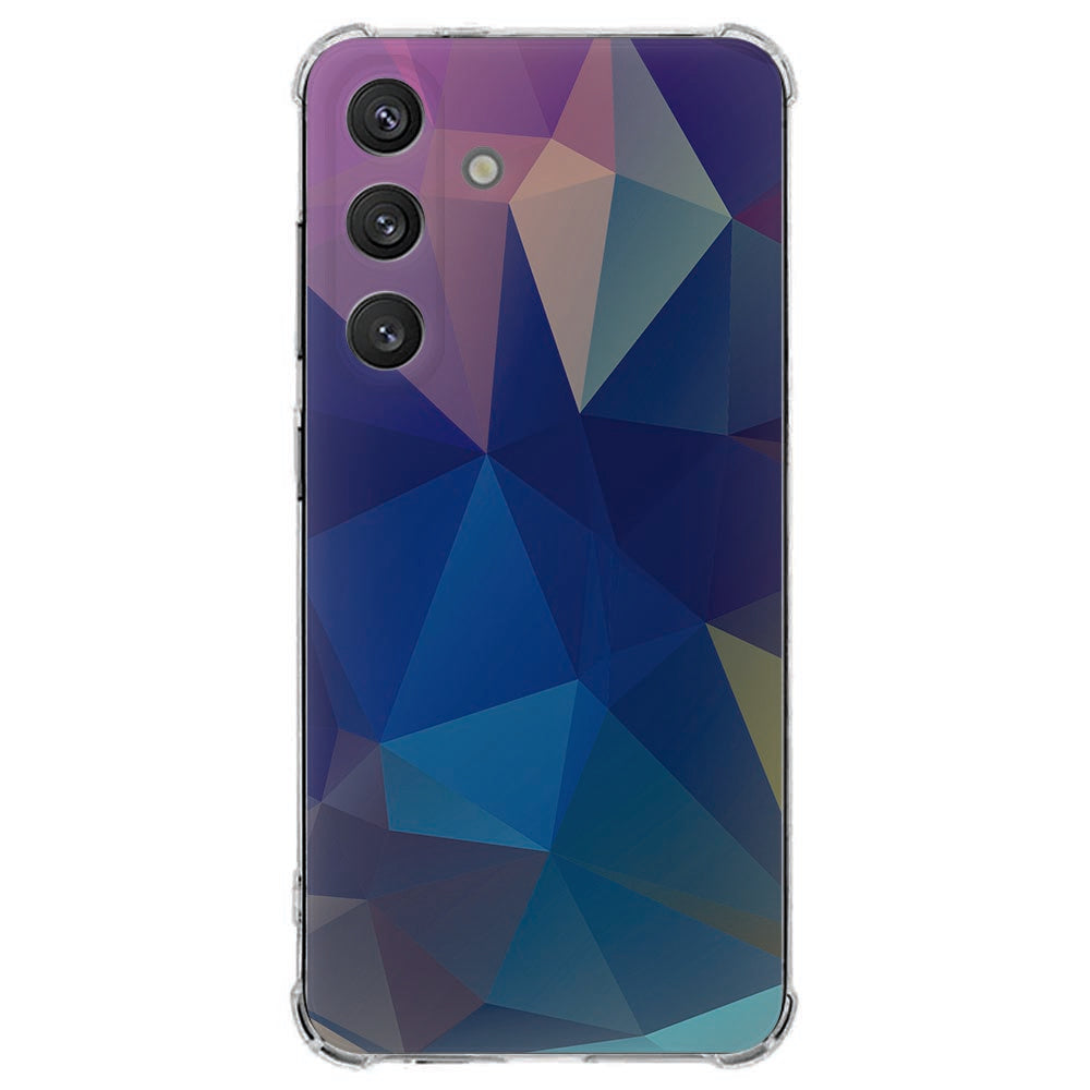 Samsung Galaxy S25 FE Hoesje - Polygon Dark TPU Antishock Geometric Design Back Cover Aanzicht.