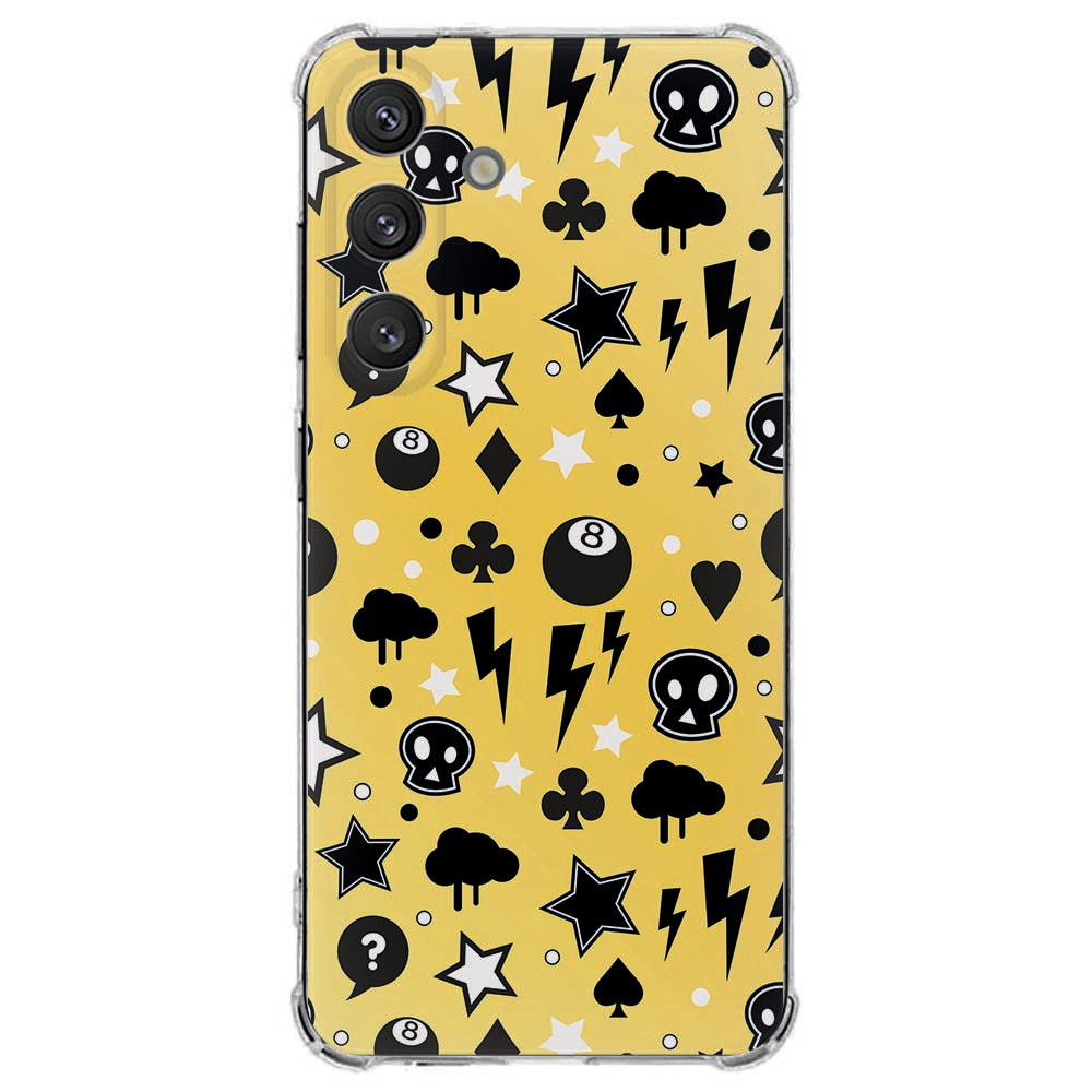 Samsung Galaxy S25 FE Softcase Samsung Galaxy S25 FE Hoesje - Punk Yellow TPU Antishock achterkant met geel zwart design.