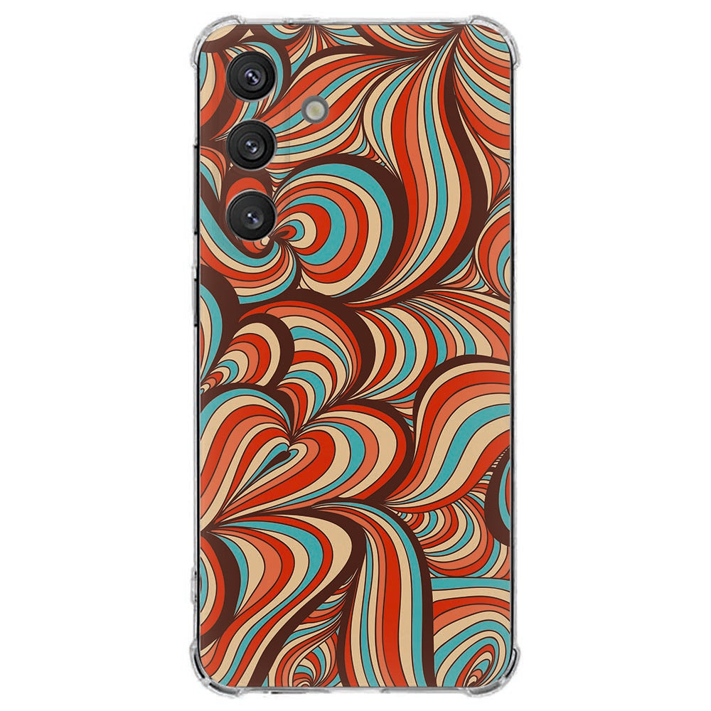 Samsung Galaxy S25 FE Softcase Retro TPU Antishock kleurrijk spiraal ontwerp achterkant.