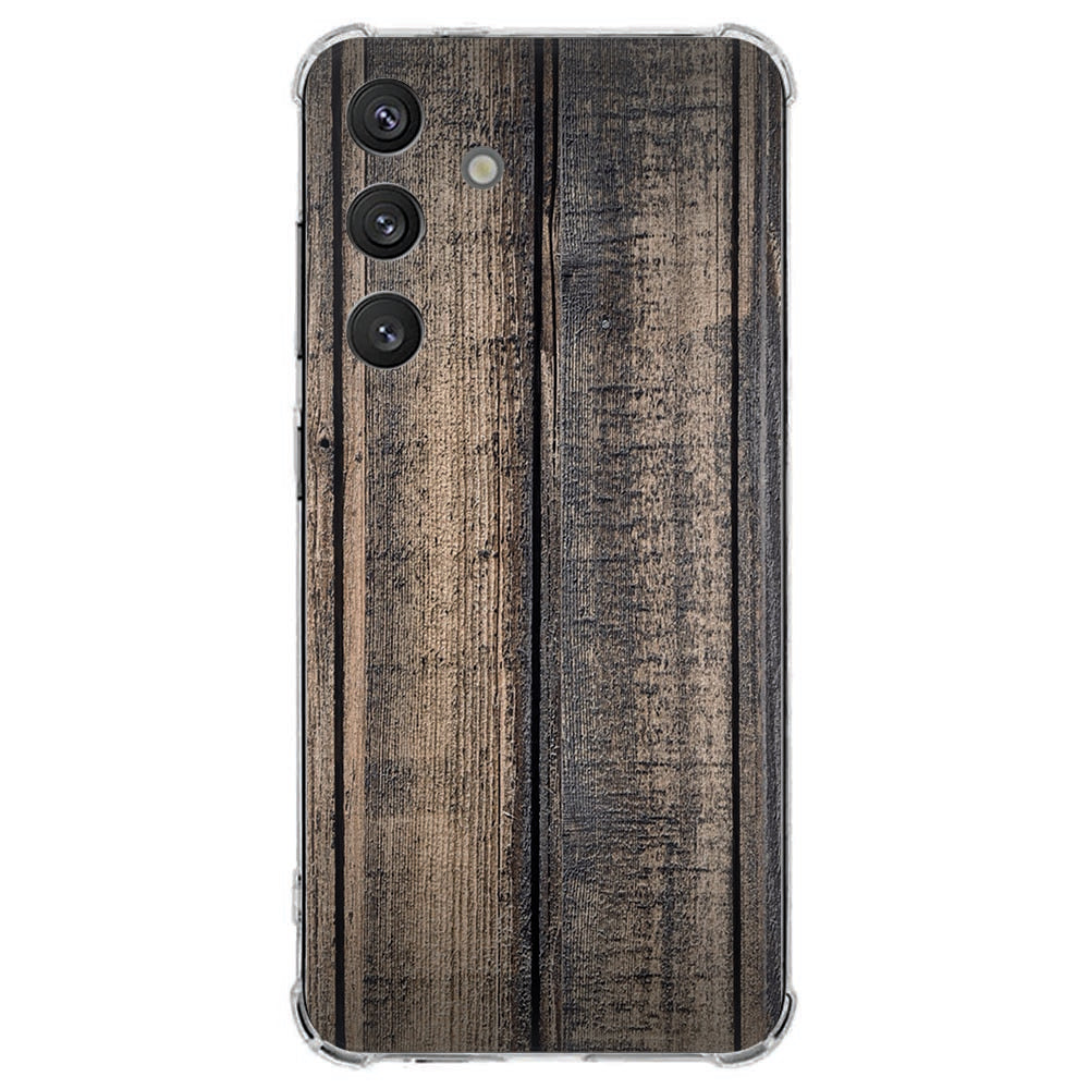 Samsung Galaxy S25 FE Hoesje - Steigerhout TPU Antishock achterkant met steigerhout design.