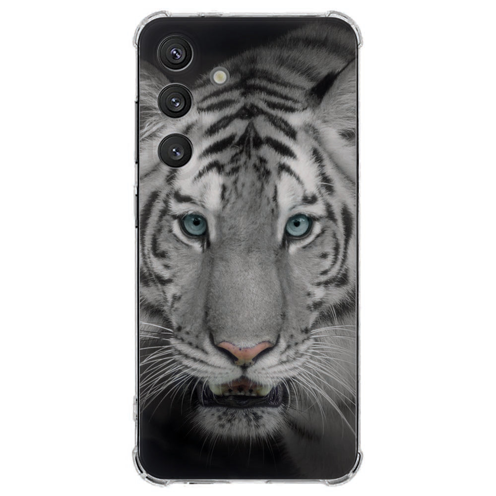 Samsung Galaxy S25 FE Softcase Tijger TPU Antishock Achteraanzicht realistische tijgerprint.