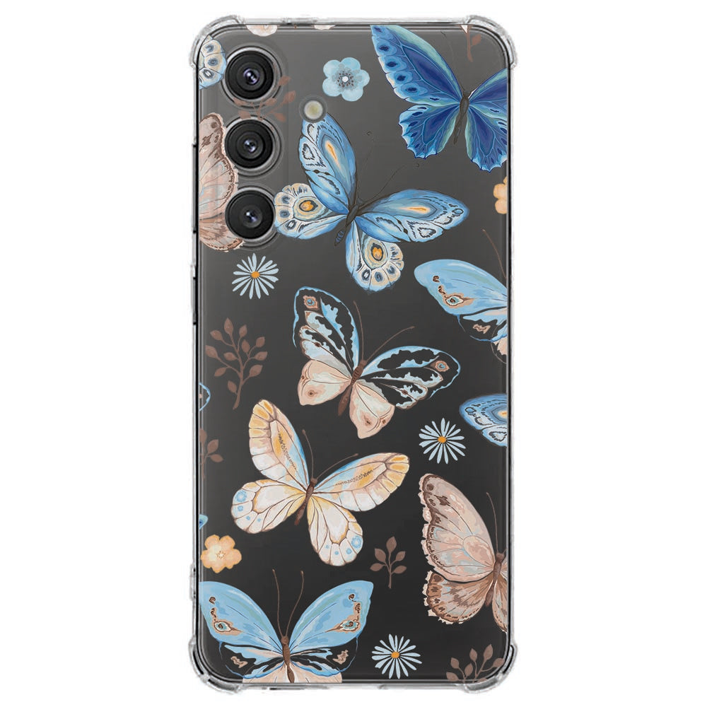 Samsung Galaxy S25 FE Hoesje - Vlinder TPU Antishock Achteraanzicht met vlinderdesign.