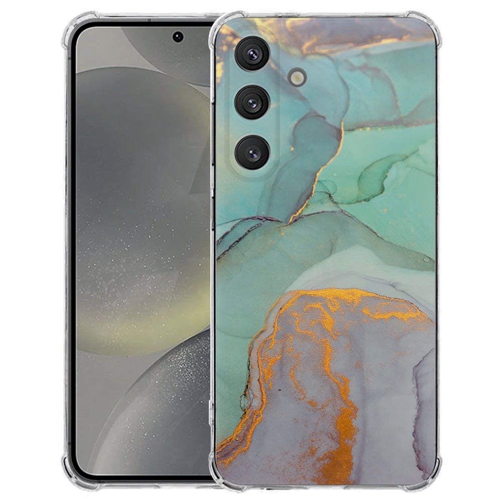 Samsung Galaxy S25 FE Flexibele back cover - Watercolor Mix TPU Antishock Voor- en achteraanzicht.