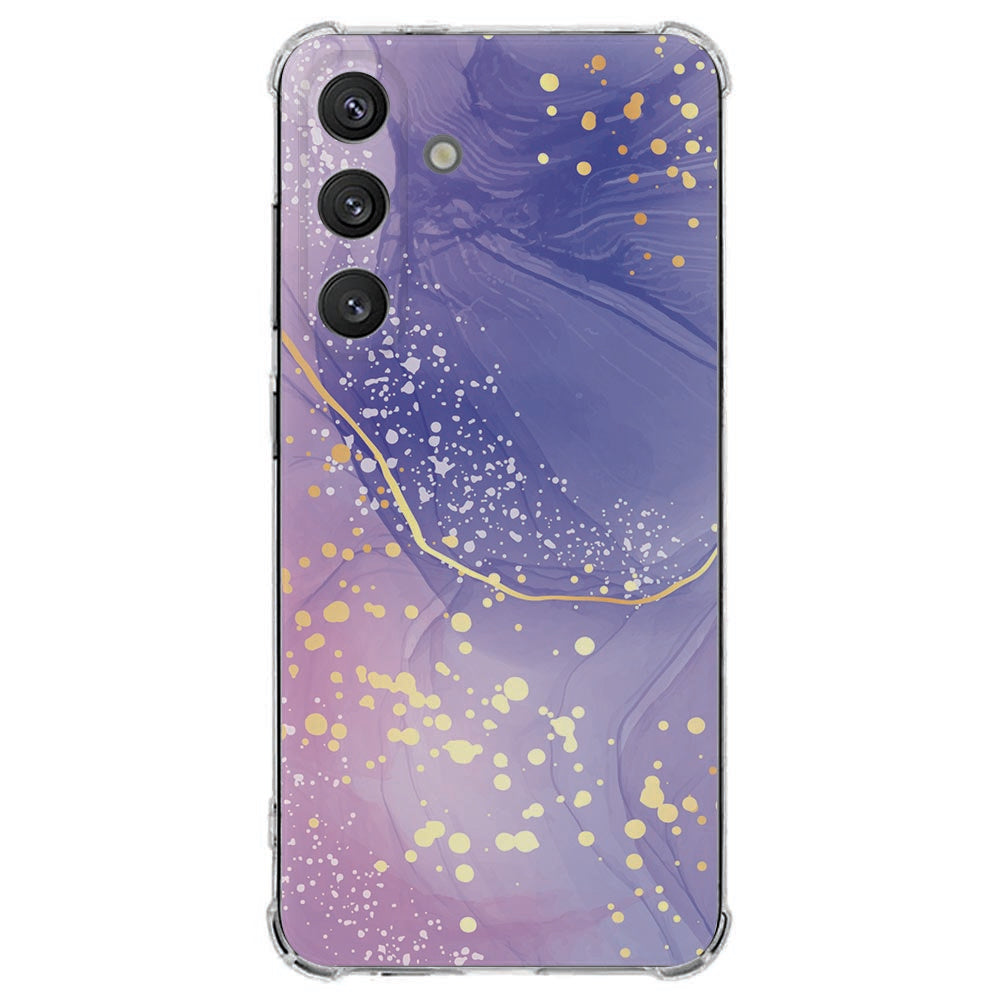 Samsung Galaxy S25 FE Hoesje Watercolor Paars TPU Antishock Achteraanzicht.