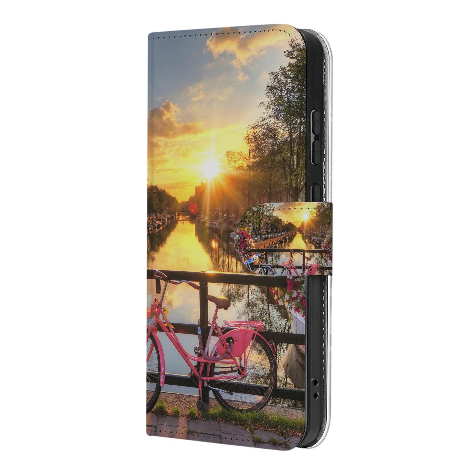 Kunstleren klaphoesje met Amsterdamse Grachten motief voor de Samsung Galaxy S26 FE