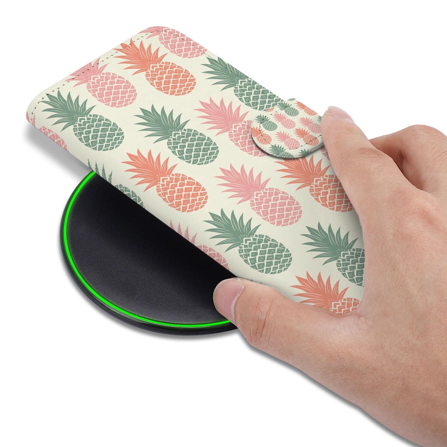 Wallet hoesje voor Samsung Galaxy S26 FE, Ananas design uit de collectie Eten en Drinken