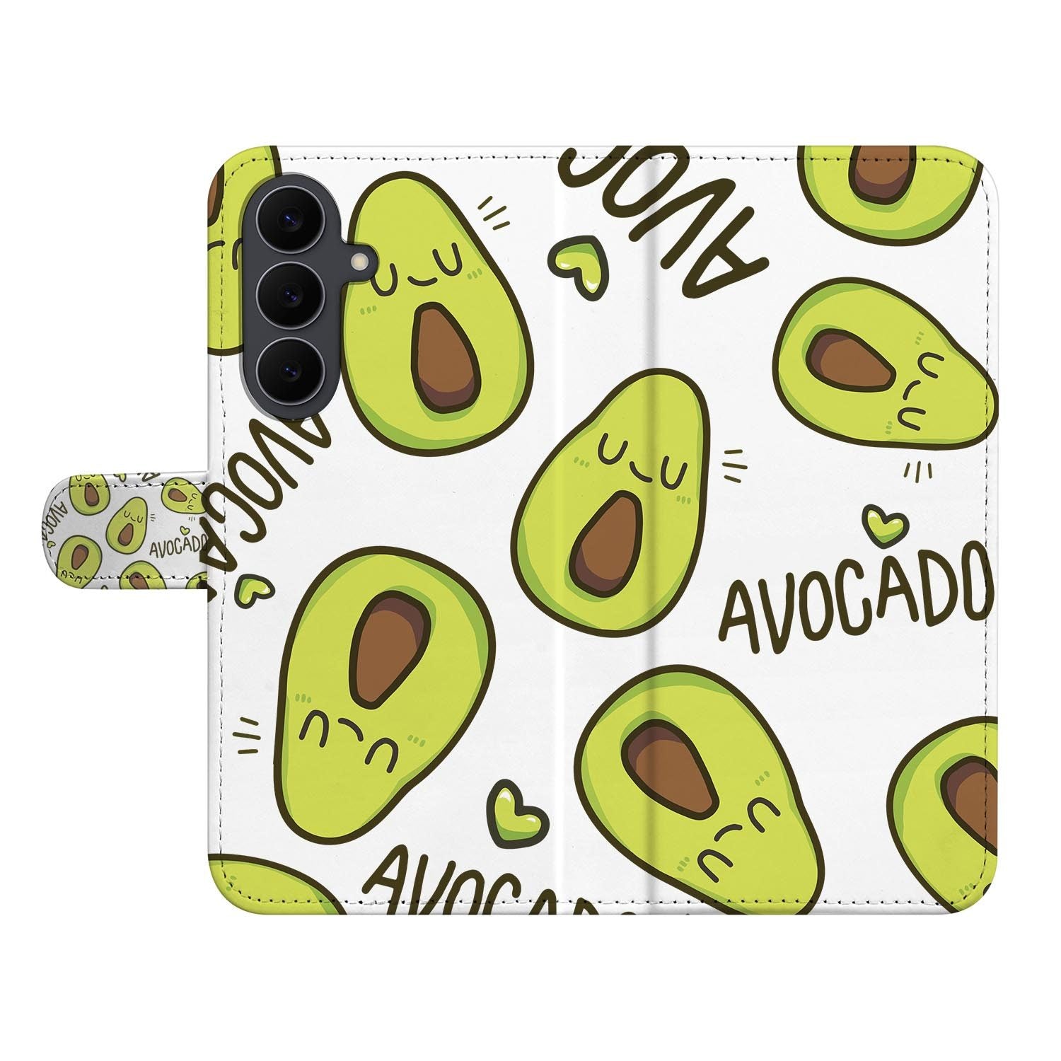 Avocado Singing wallet hoesje voor de Samsung Galaxy S26 FE van wit kunstleer