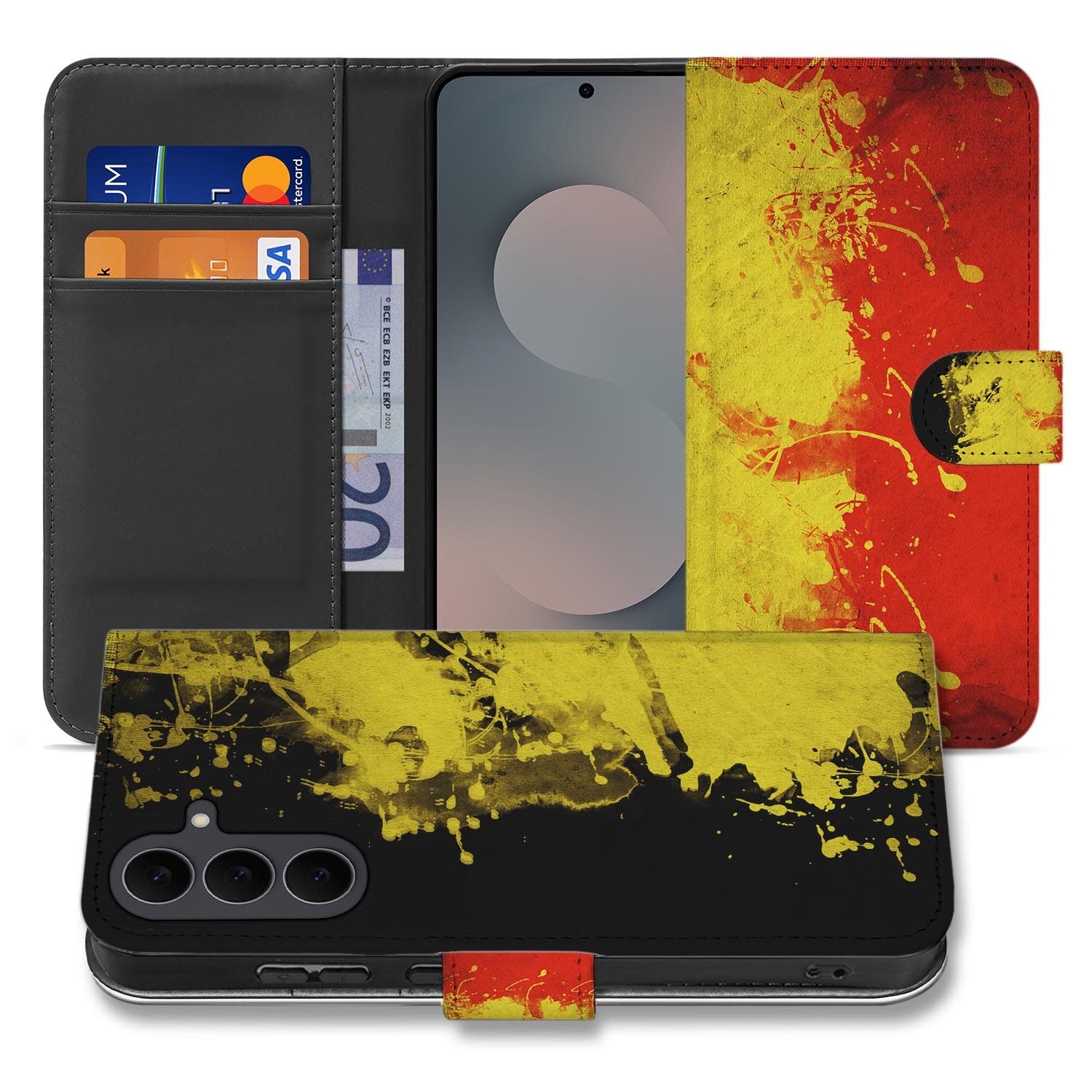 Samsung Galaxy S26 FE bookcase hoesje met België vlag design in zwart, geel en rood
