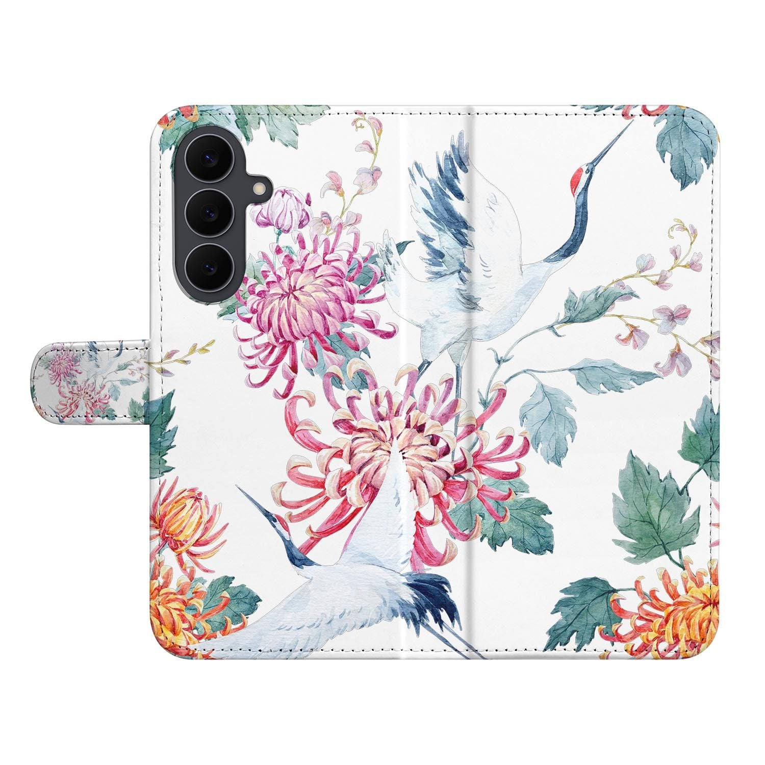 Samsung Galaxy S26 FE book case met vogels en bloemen uit het Bird Flowers ontwerp