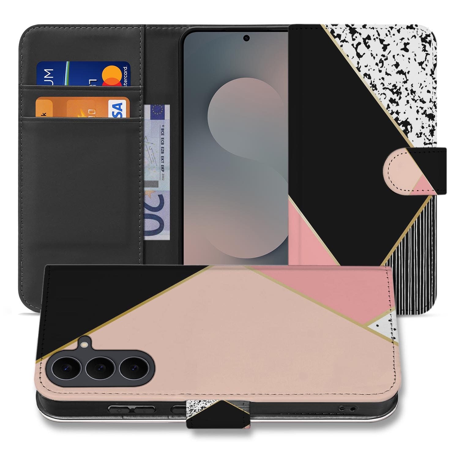 Samsung Galaxy S26 FE bookcase hoesje met Black Pink Shapes design