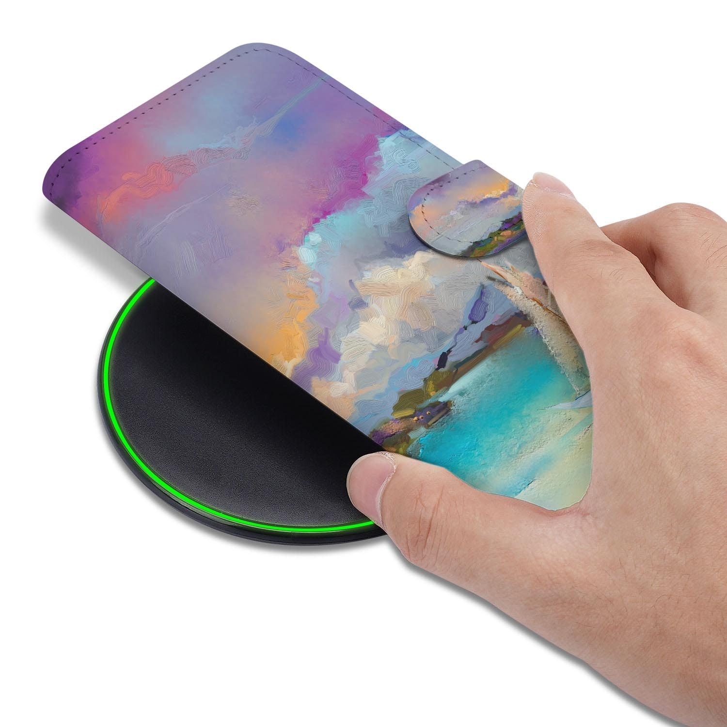 Samsung Galaxy S26 FE hoesje met pasjeshouder en Boat print in aquarelstijl