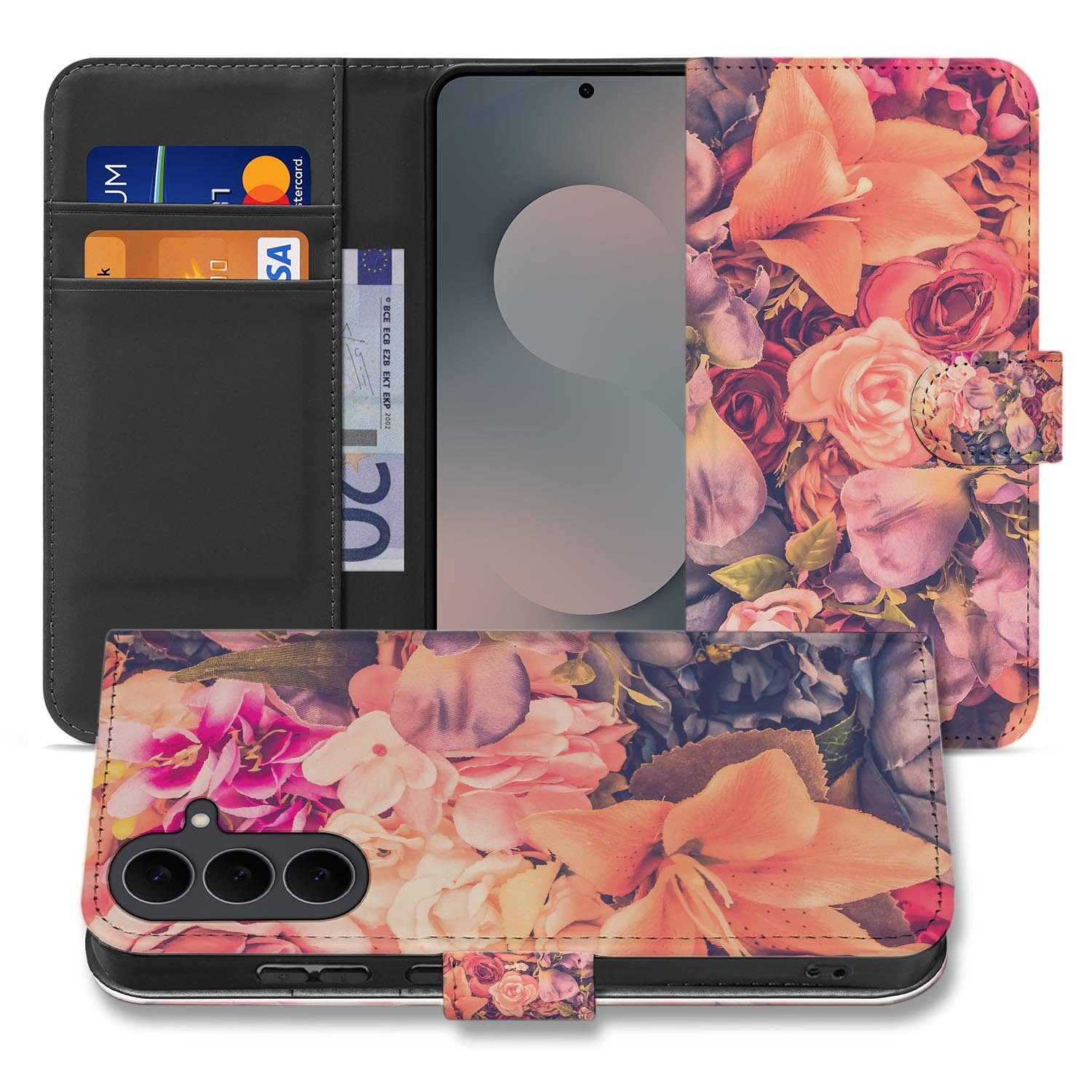Bookcase hoesje Samsung Galaxy S26 FE met roze Bosje Bloemen design