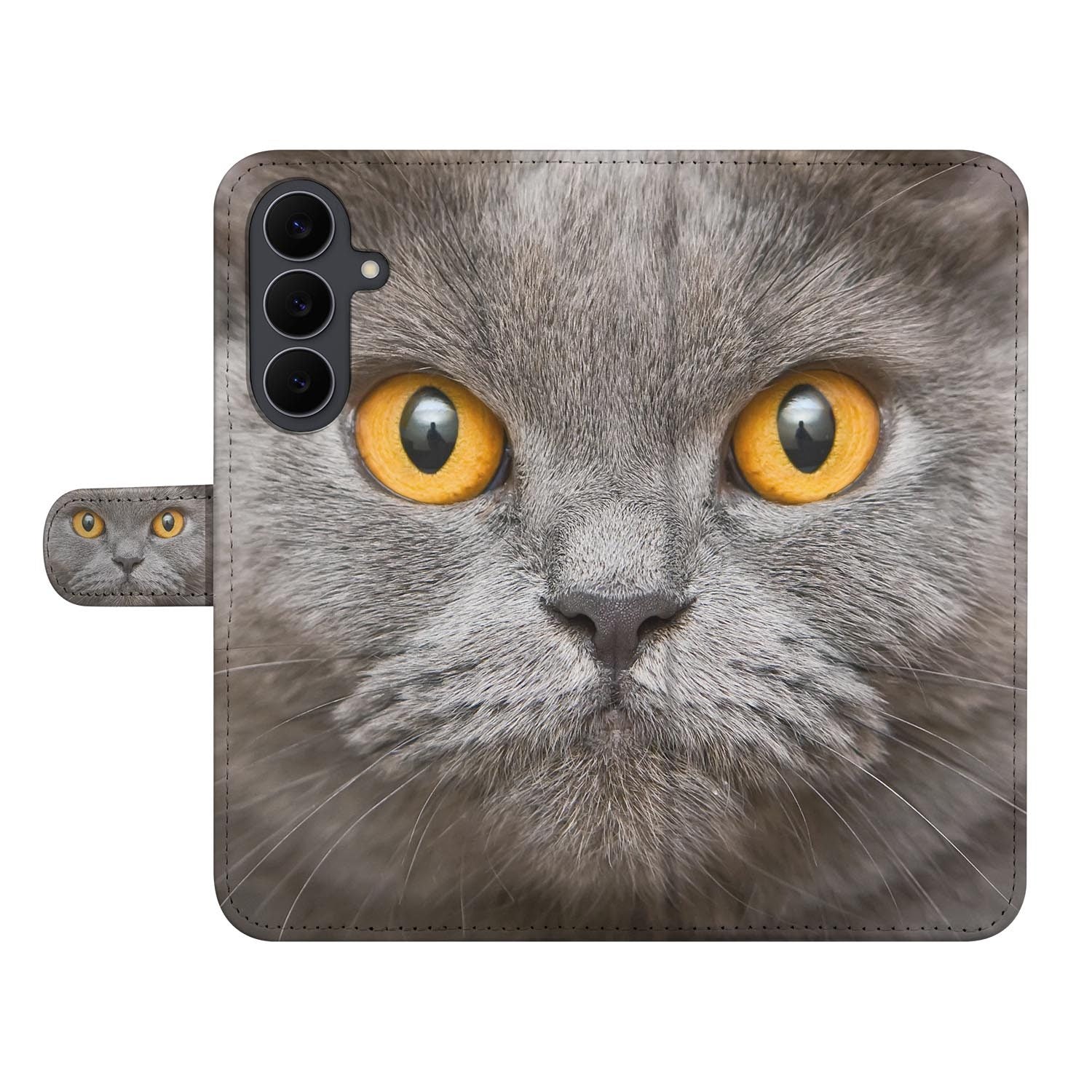 Book case voor Samsung Galaxy S26 FE met print van een Britse Korthaar kat