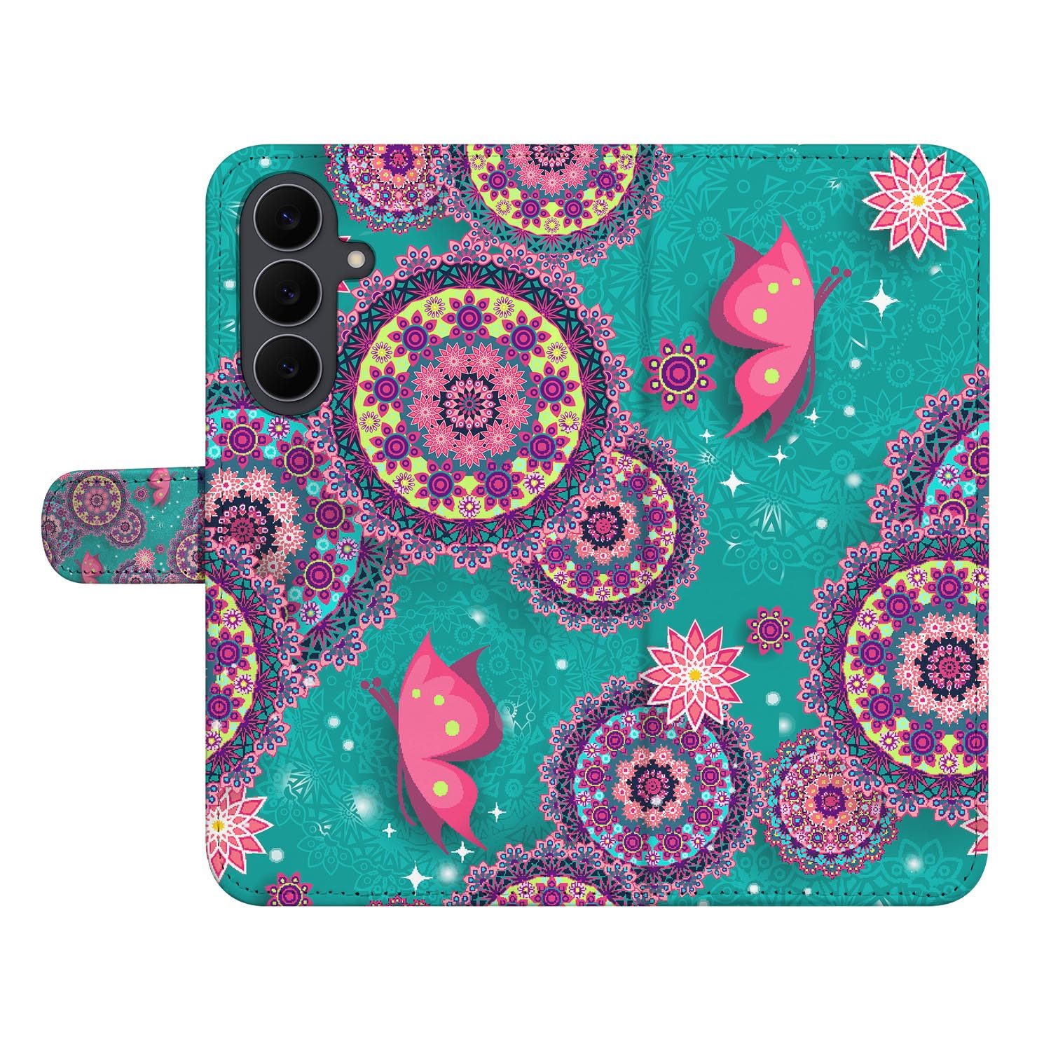 Cirkels en Vlinders print op een book case voor de Samsung Galaxy S26 FE