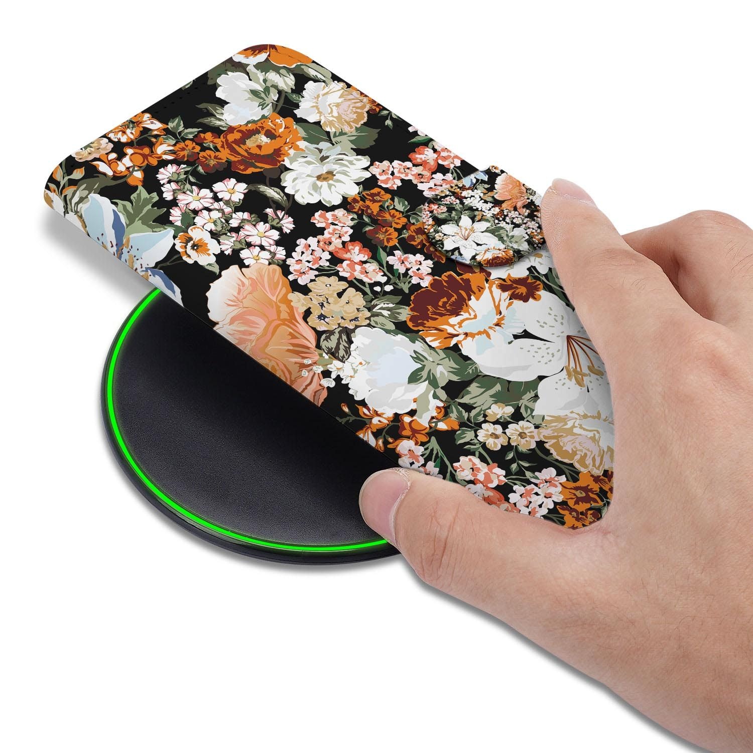 Samsung Galaxy S26 FE hoesje met pasjeshouder in het ontwerp Dark Flowers