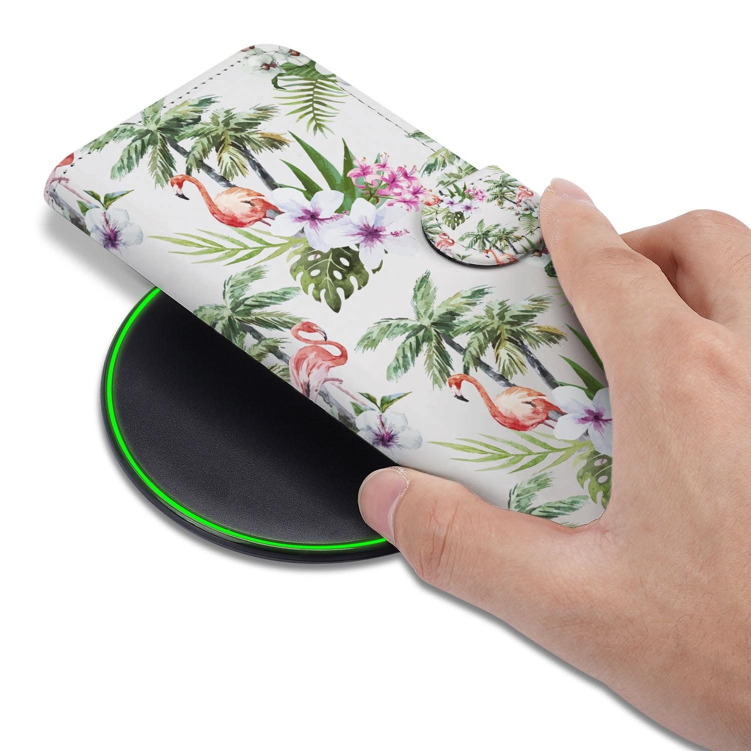Flamingo Palms hoesje met pasjeshouder voor de Samsung Galaxy S26 FE