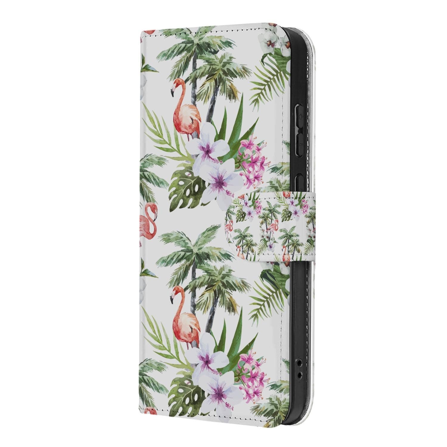 Kunstleren klaphoesje Samsung Galaxy S26 FE met Flamingo Palms print