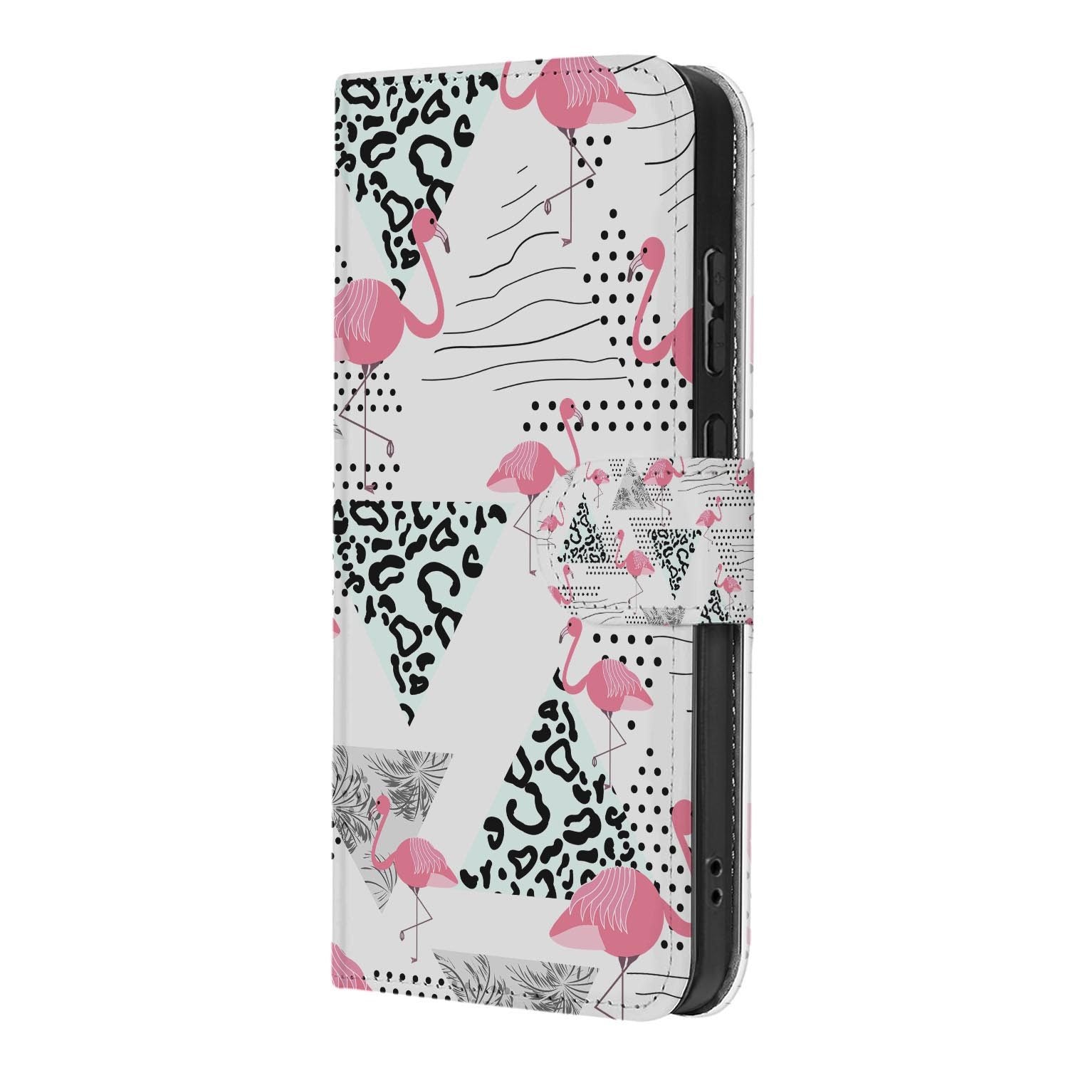 Kunstleren klaphoesje met Flamingo Triangle motief voor de Samsung Galaxy S26 FE