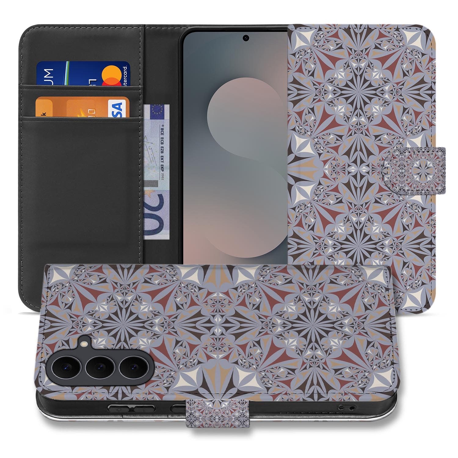 Samsung Galaxy S26 FE bookcase hoesje met meerkleurig Flower Tiles bloemenpatroon
