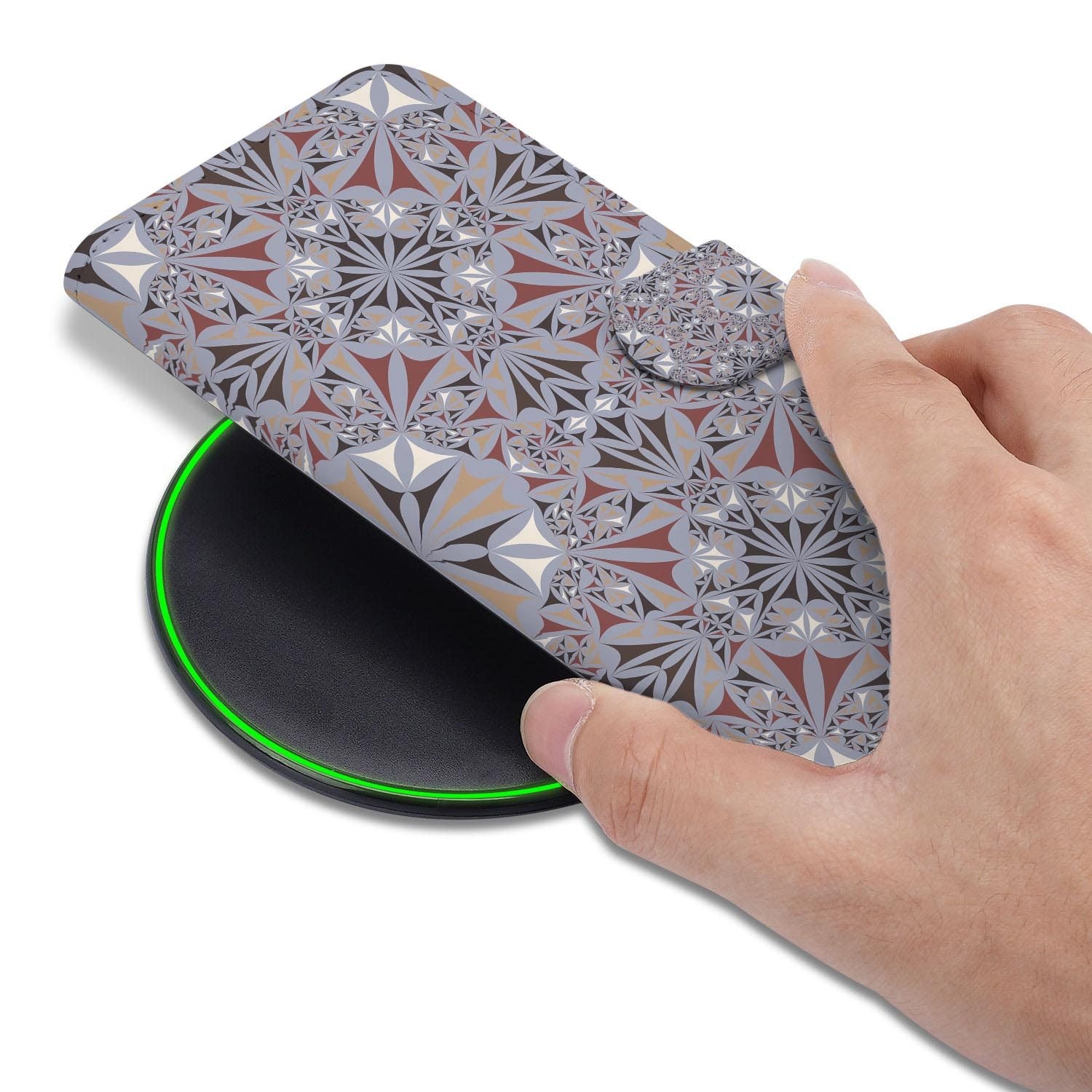 Samsung Galaxy S26 FE hoesje met pasjeshouder en Flower Tiles design