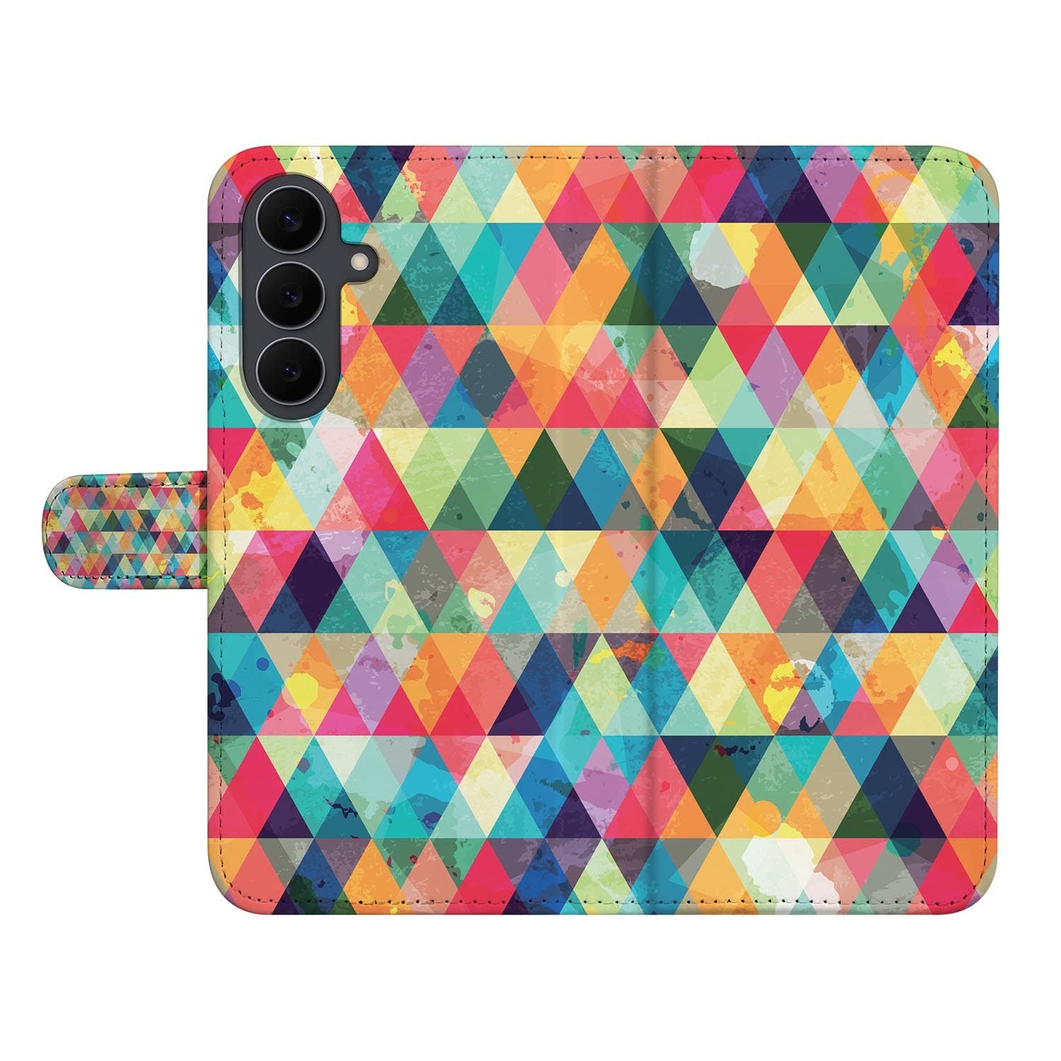 Samsung Galaxy S26 FE book case in het ontwerp Geruit met meerkleurige ruiten