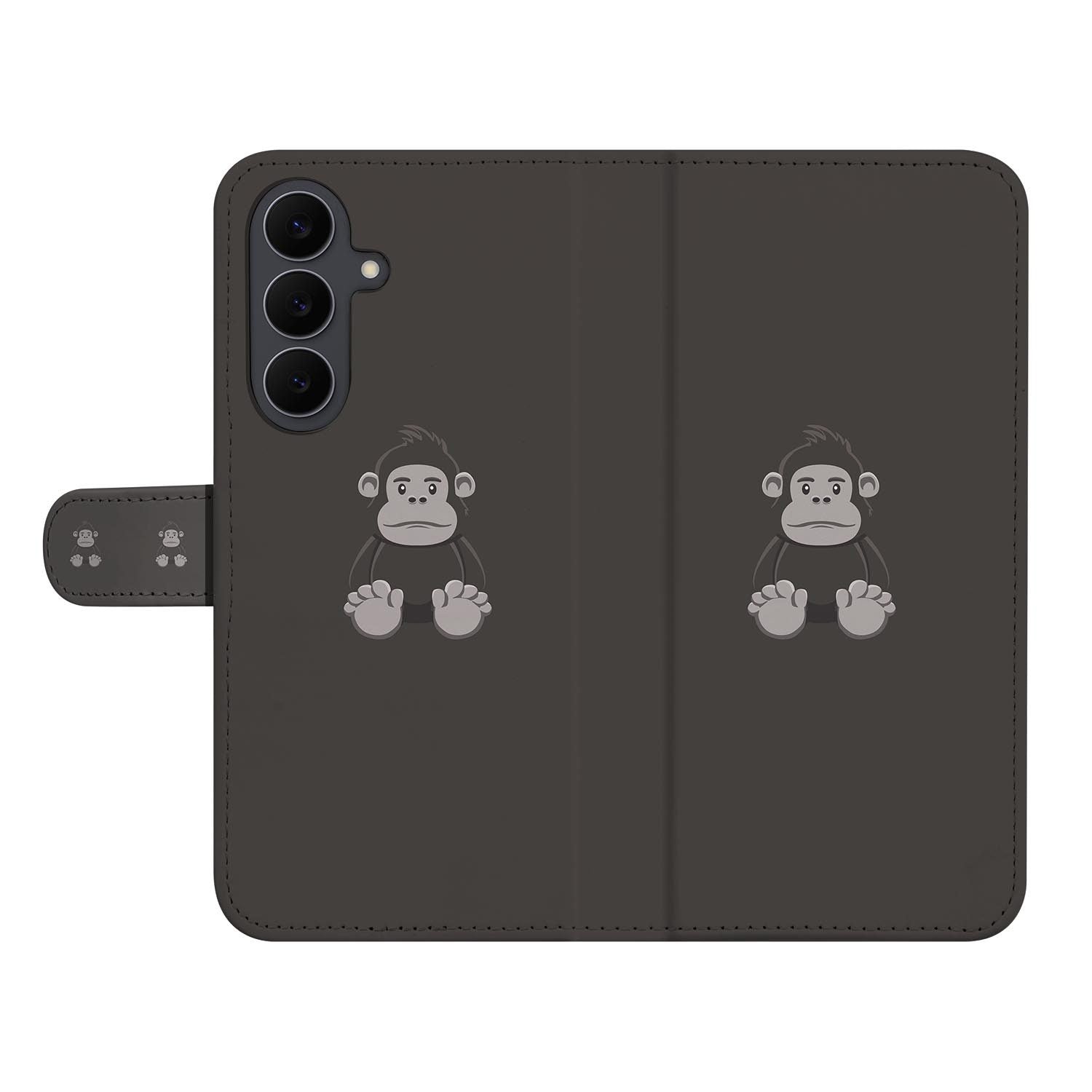 Wallet hoesje voor de Samsung Galaxy S26 FE met Gorilla illustratie in bruin