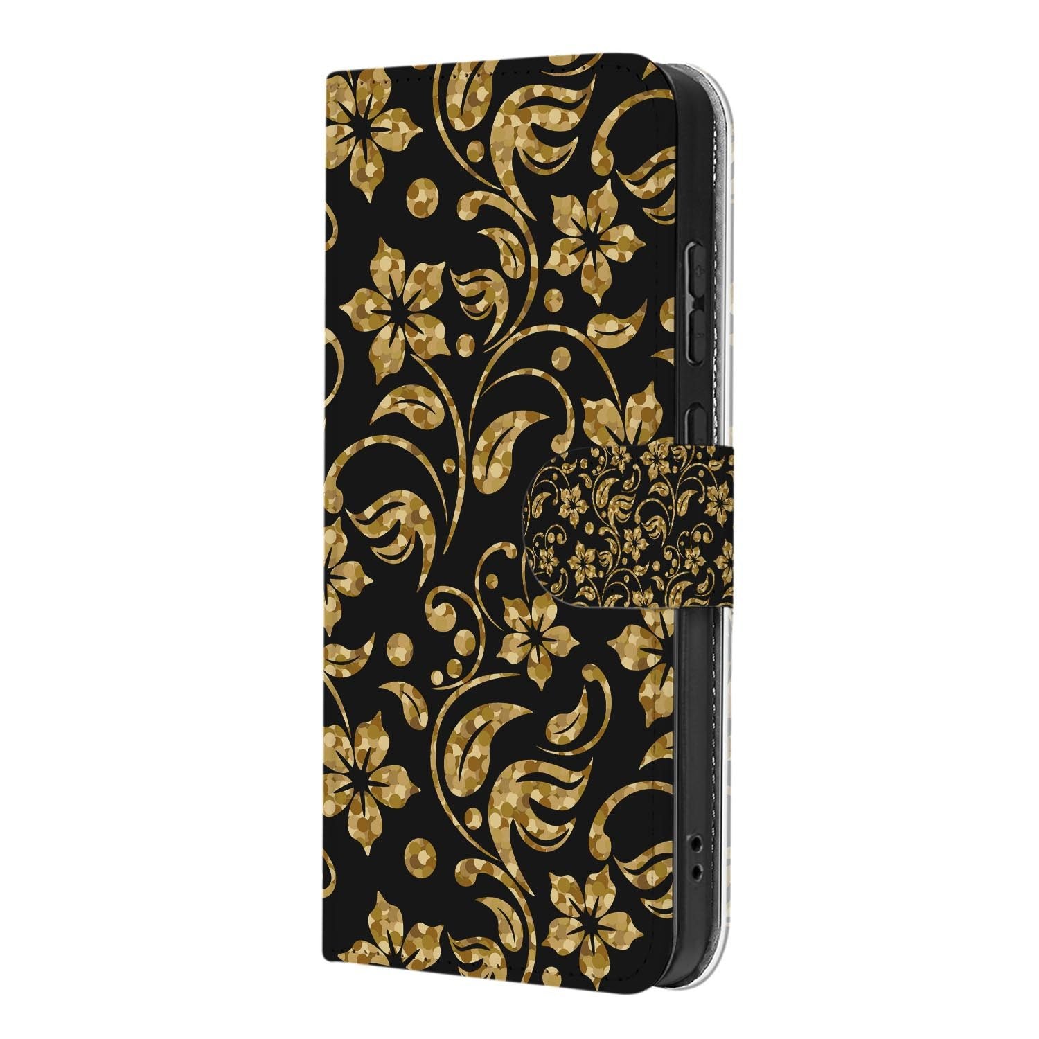 Book case voor de Samsung Galaxy S26 FE met goudkleurige bloemen: design Gouden Bloemen