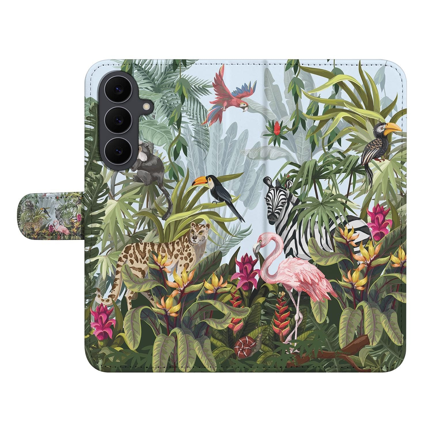 Kunstleren klaphoesje met Jungle print voor de Samsung Galaxy S26 FE
