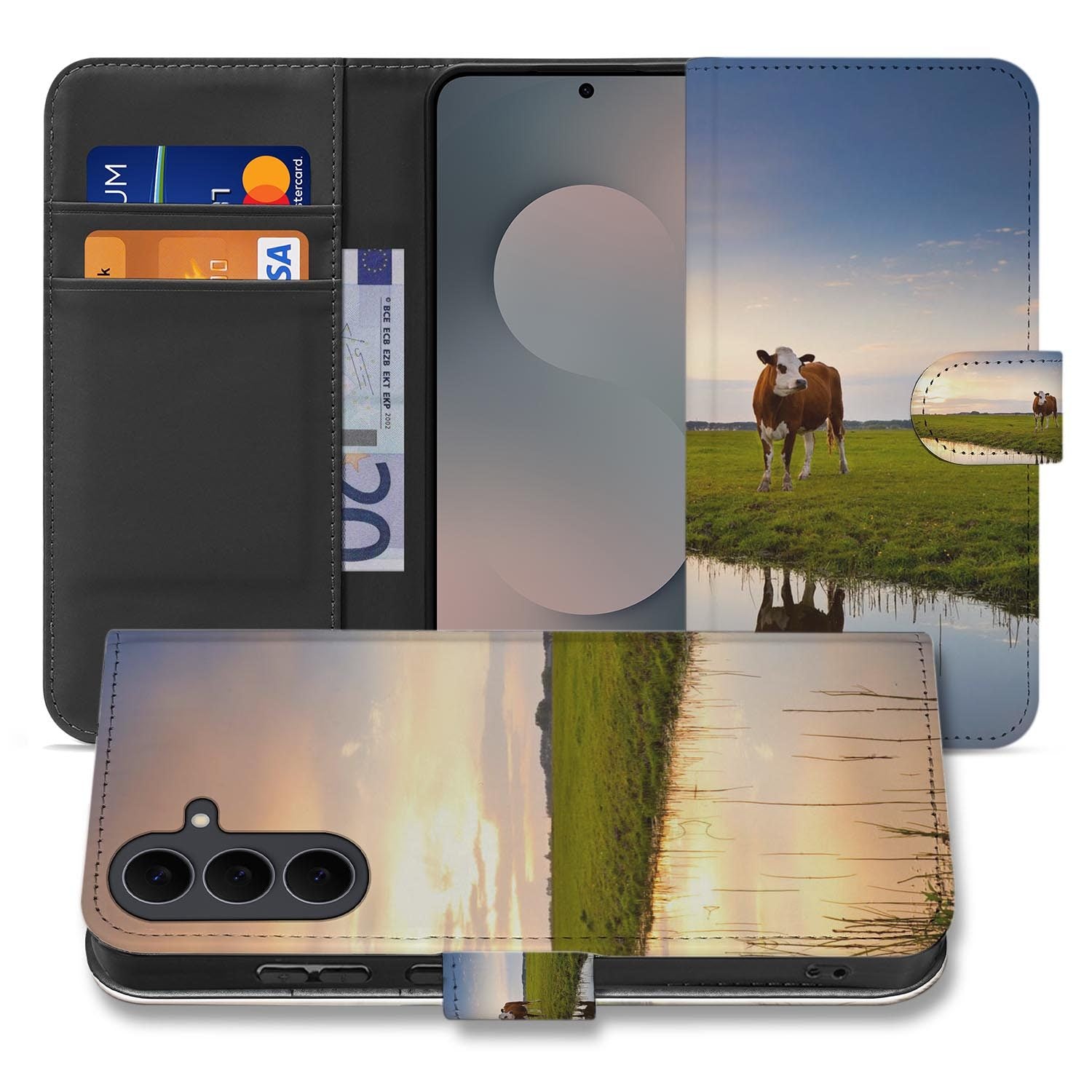 Bookcase hoesje met Koe design voor de Samsung Galaxy S26 FE